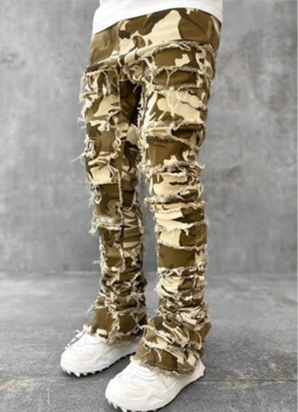 Ins Fringes Ripped jeans Individual Patched Pants Long Tight Fit